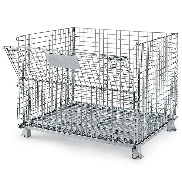 Convenient Steel Q235 Footed Foldable Racking Wire Mesh Container