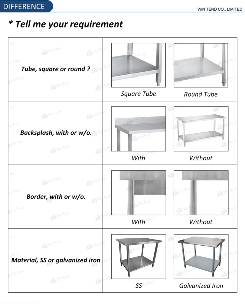 Stainless Steel 1 Layer Extra Shelf for Kitchen Work Table Bench