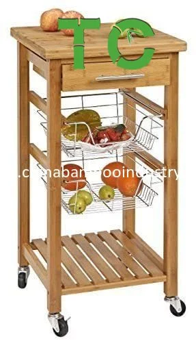 Wholesale Bamboo Dish Rack Kitchen Cart Kitchen Stand Bmboo Kitchenware Stool Stand Bamboo Kitchen Dining Cart Trolley