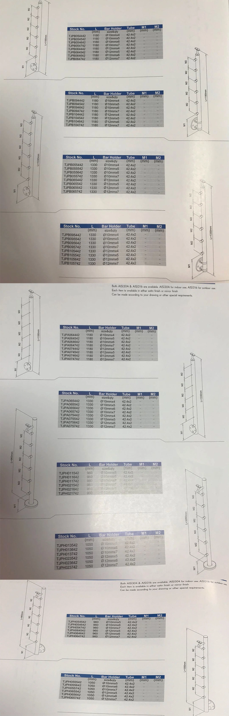 Staircase Post Handrail Post Staircase Wire Cable Handrail / Balustrade Mini Post