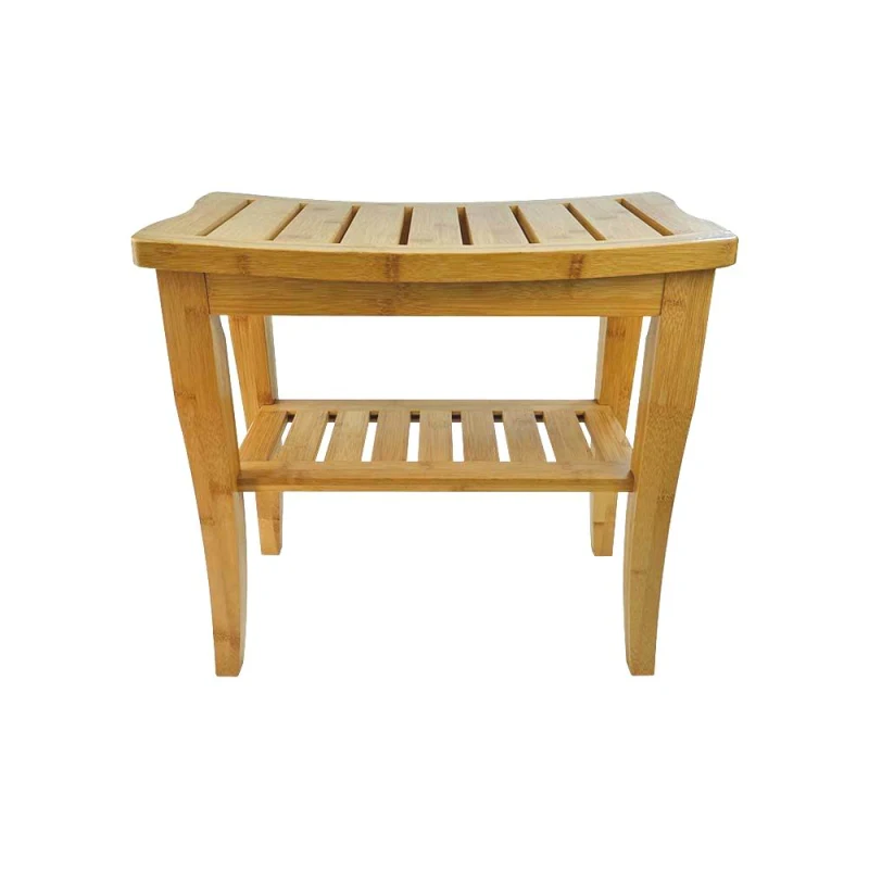 Bamboo Shower Bench Stool with Shelf