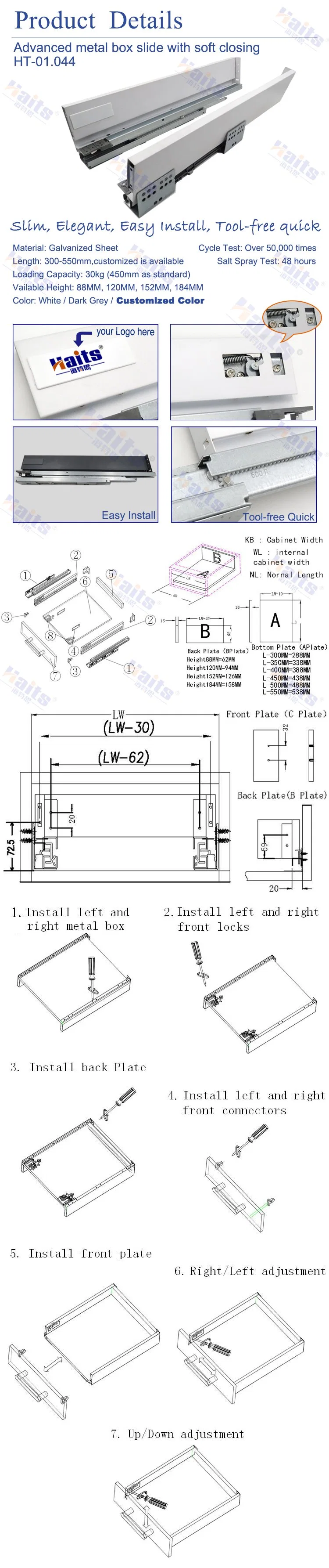 Mepla Drawer Slide Kitchen Drawer Parts Slide for Furniture