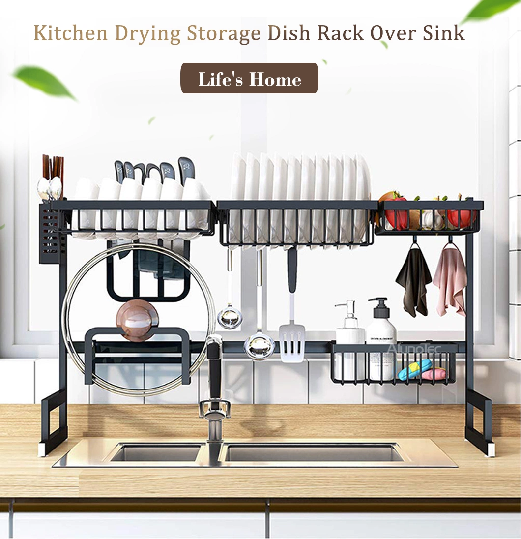Easy DIY Adjustable Stainless Steel Stand Storage Shelf Over Sink Dish Drying Kitchen Rack
