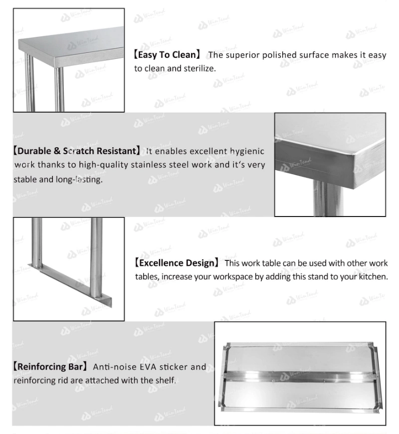 Stainless Steel 1 Layer Extra Shelf for Kitchen Work Table Bench