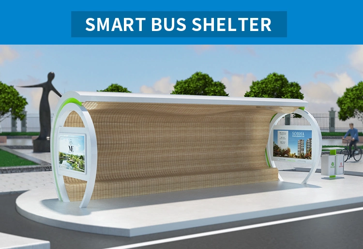 Outdoor Furniture and New Style Metal Smart Bus Stop Shelter with Digital Advertising