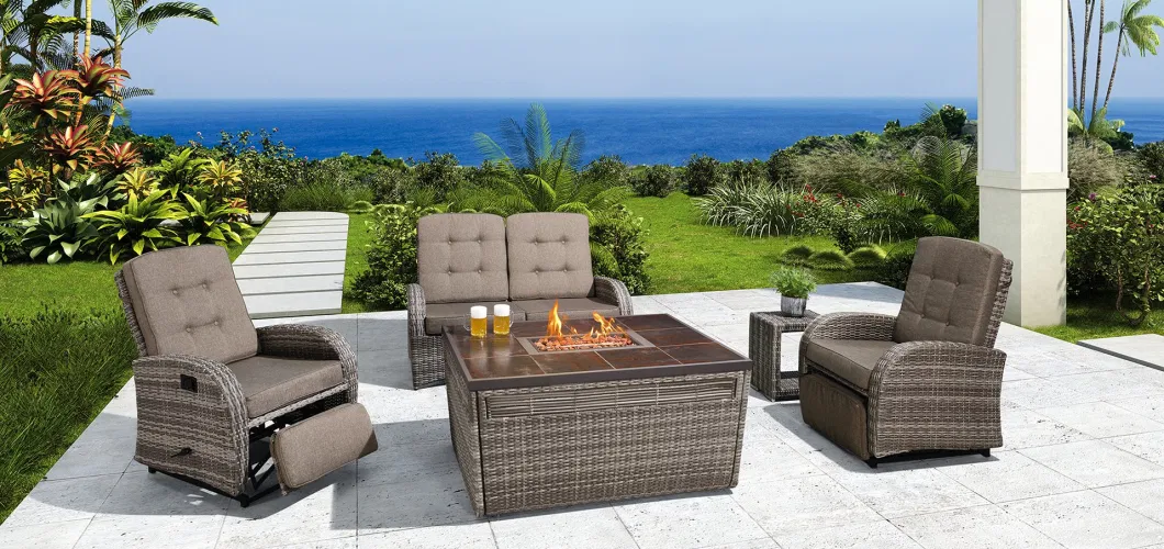 Luxury Outdoor Furniture Powder Coating Fire Pit with Ceramic Tile Top