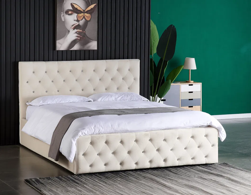 Hot Sale Modern Bedroom Furniture Sleeper Comfortable Velvet Fabric King Bed