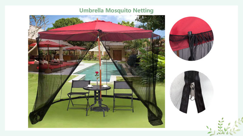 Patio Umbrella Cover Mosquito Netting Screen for Outdoor Table
