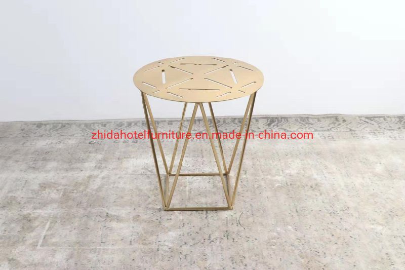 Round Stainless Steel Black Metal Marble Coffee Tables for Home Hotel