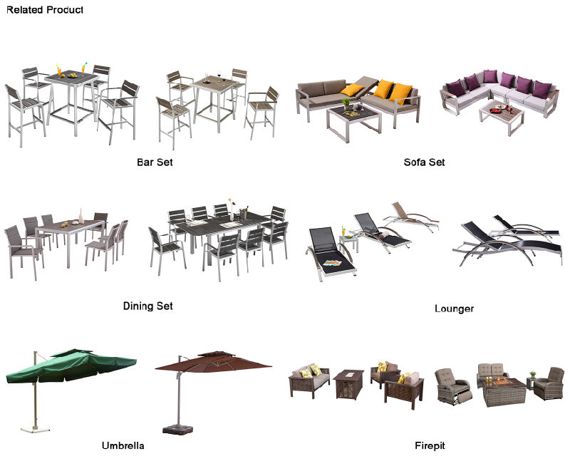 Aluminum Plastic Wood Folding Table and Chair Contemporary Outdoor Dining Furniture