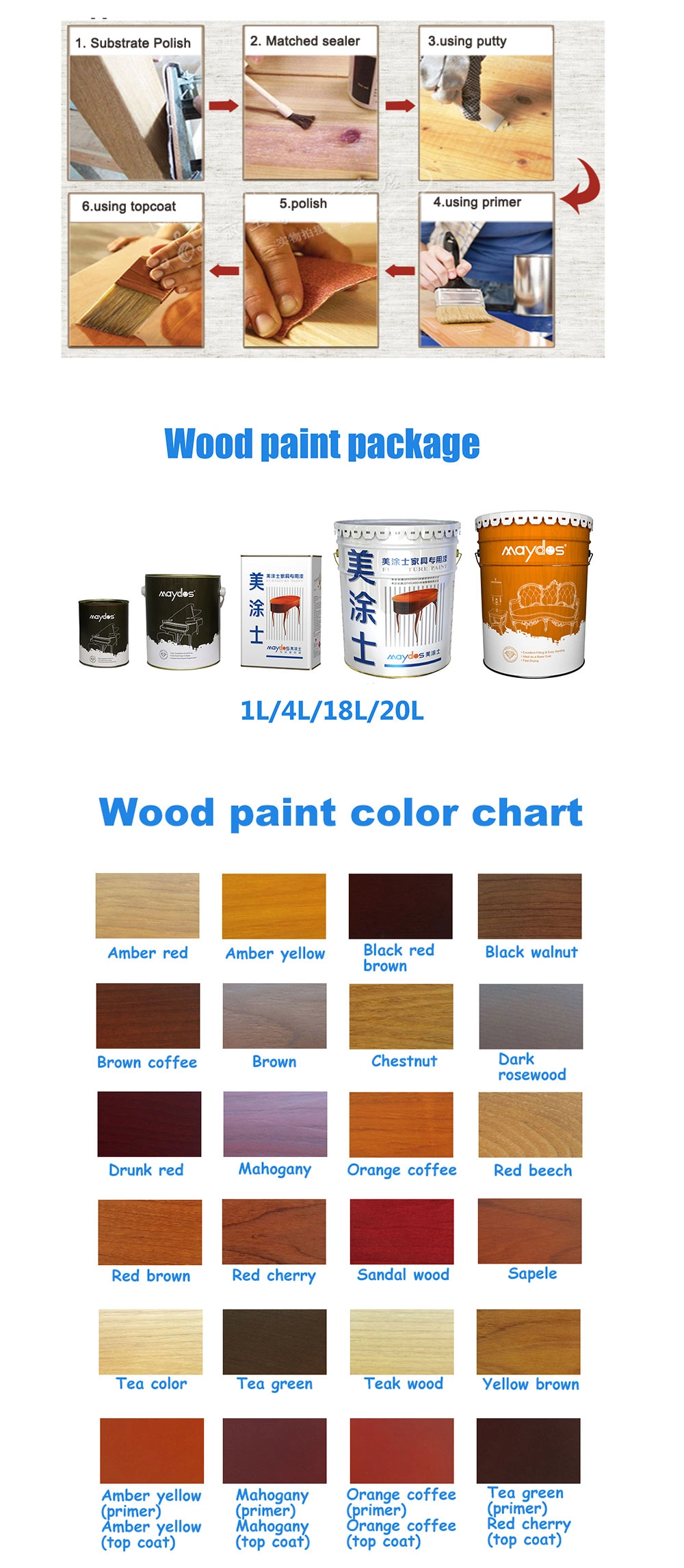 Maydos China Best 5 Wood Paint for Outdoor Wooden Furniture
