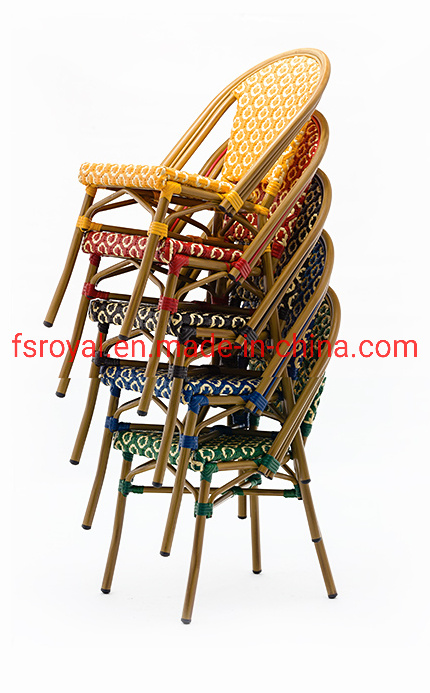 Outdoor Coffee Shop Furniture Bamboo Look Rattan Chair