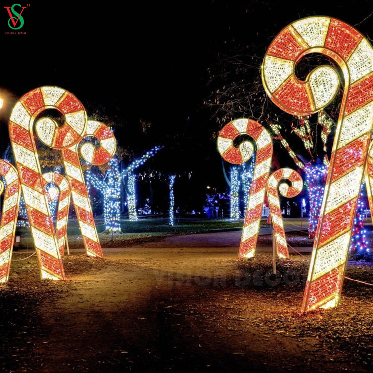 Outdoor Large LED Candy Cane Motif Lights for Commercial Displays