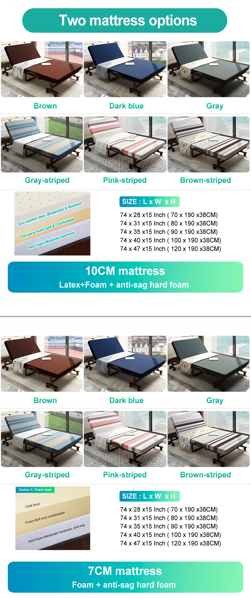 Wholesale Folding Bed Extra Steel Furniture Metal Frame on Wheels for Outdoor