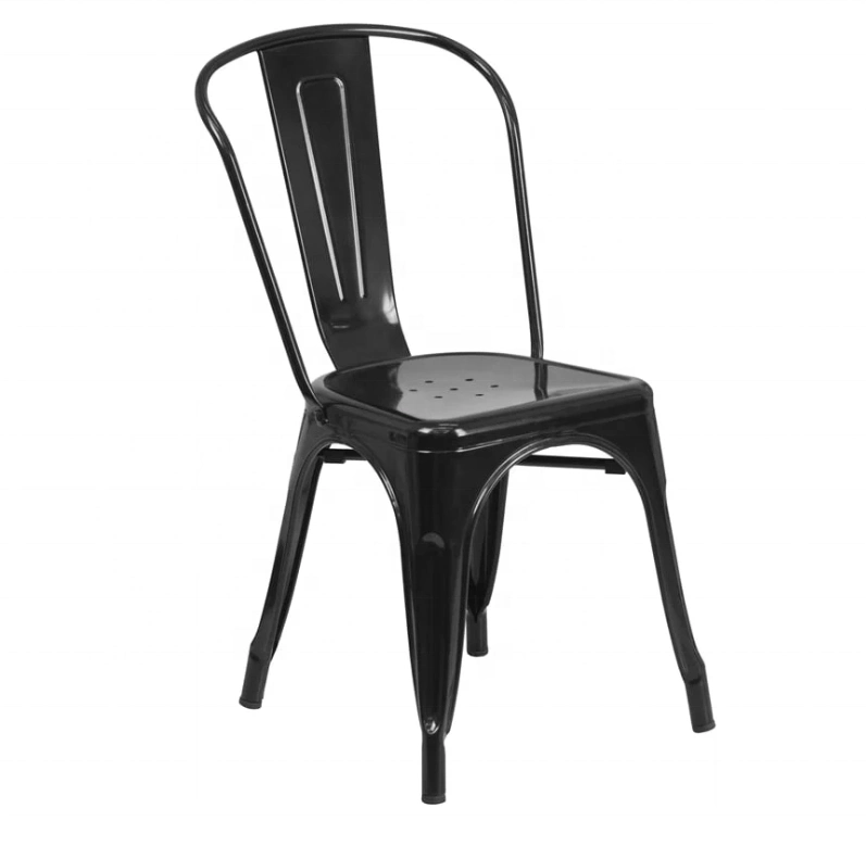 Free Sample Bistro Cafe Style Simple Design Metal Dining Chair