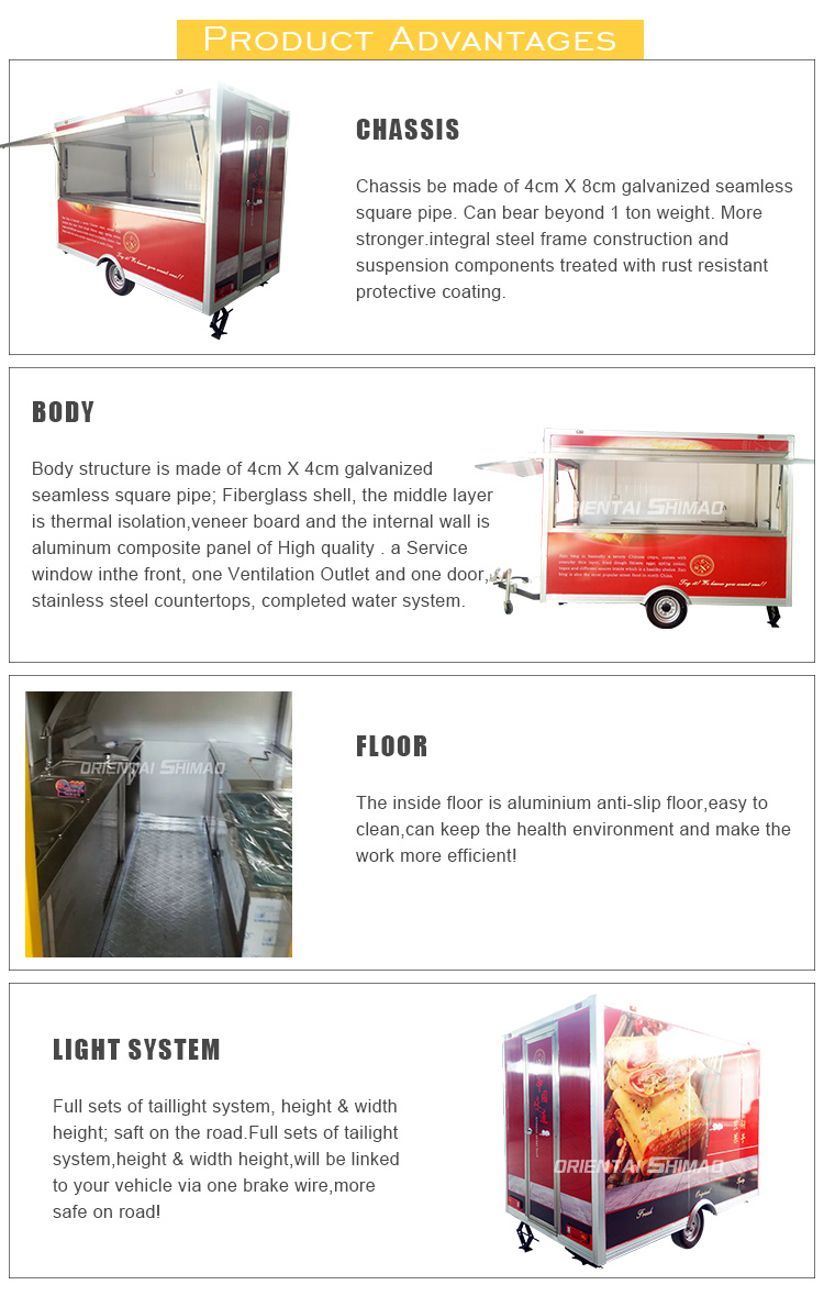 Custom Mobile Outdoor Street Hot Dog Ice Cream Dining Car Fast Food Carts for Sale Breakfast