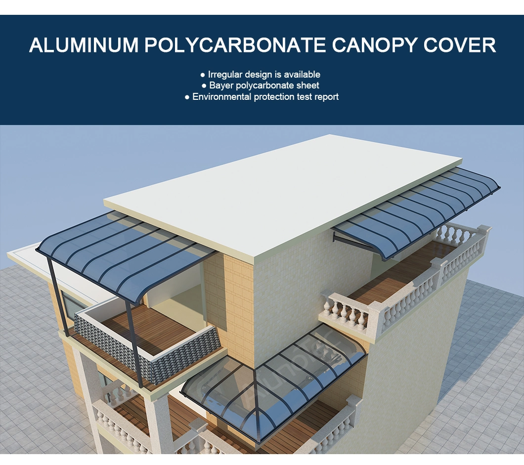 DIY Sunblock Polycarbonate Outdoor Garden Backyard Aluminum Metal Sun Shade Terrace Balcony Patio Canopy for Sale