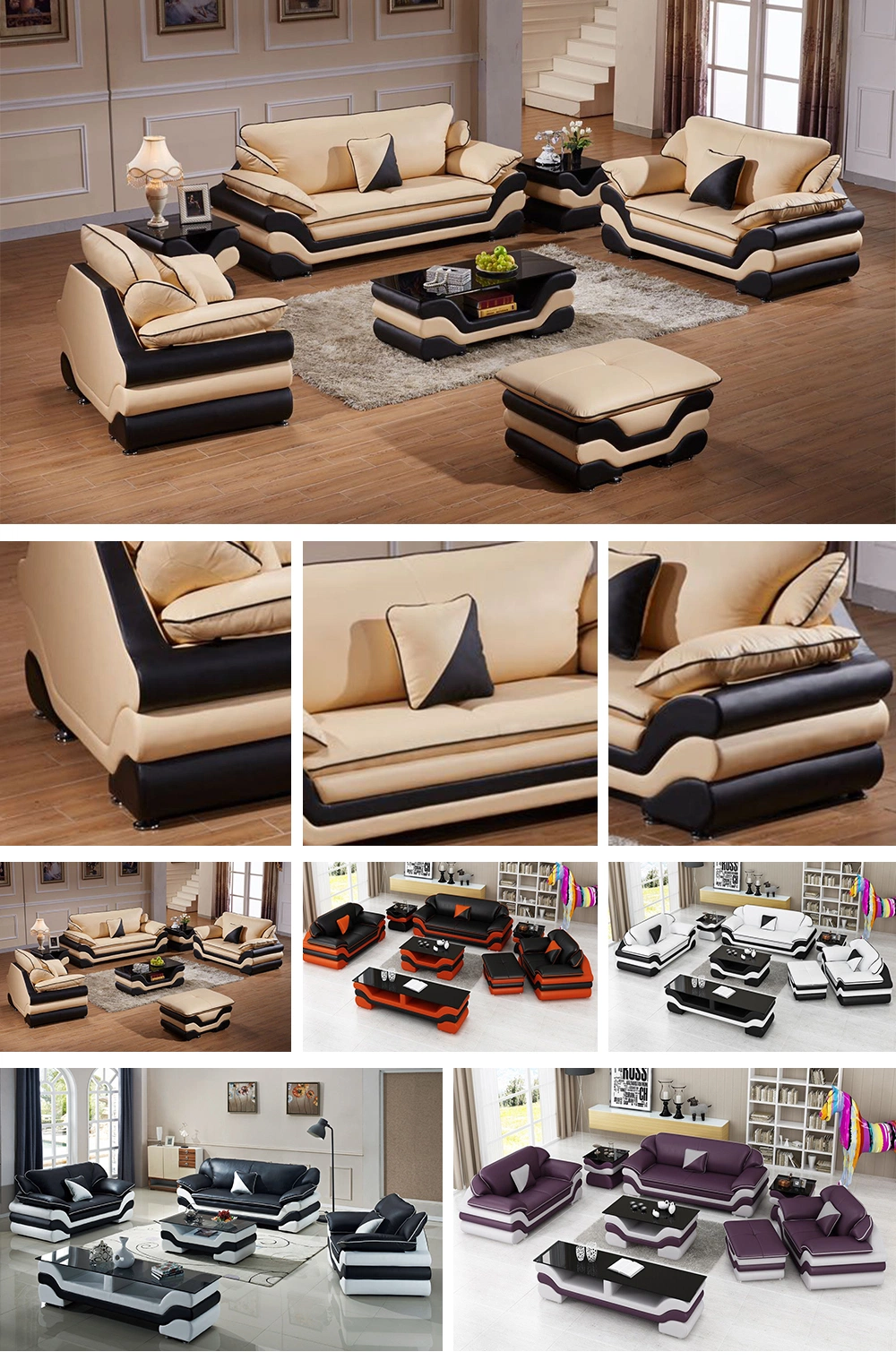 Promotion Affordable Italian Modern Home Furniture Lounge Genuine Leather Sofa Set