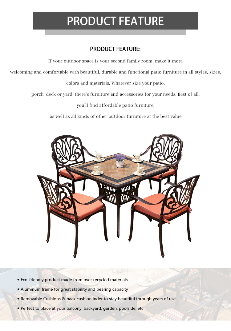 High Quality Outdoor Garden Alu Frame Dining Set