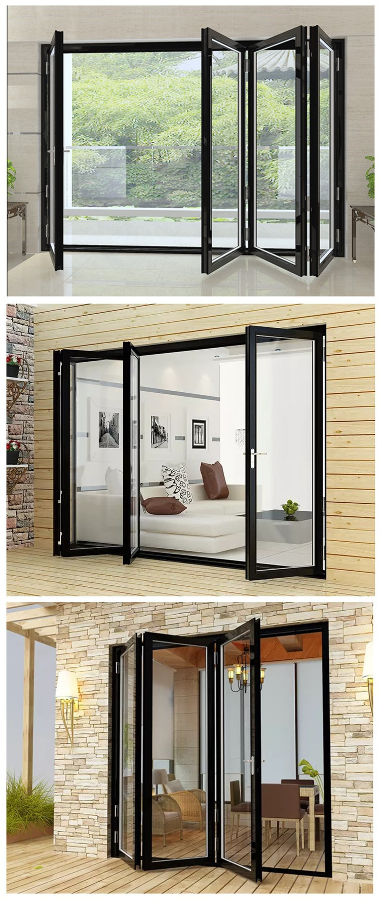 Outdoor Folding Glass Balcony Aluminium Bifold Doors for Sale