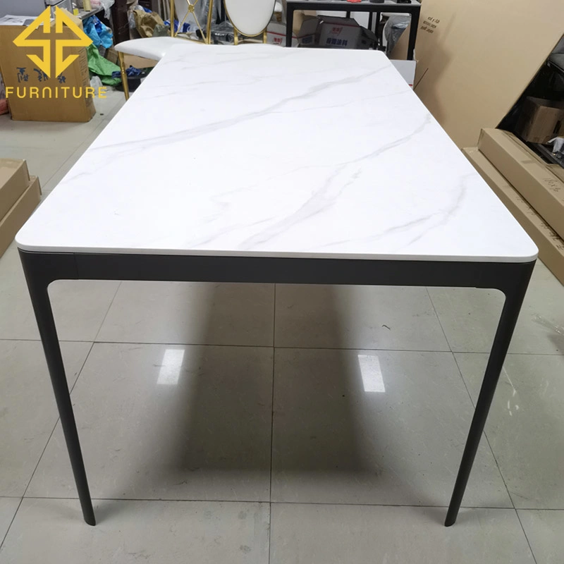2021 Sawa Aluminum Alloy Frame Rock Surface Top Metal Outdoor Dining Table for Wedding Banquet Event