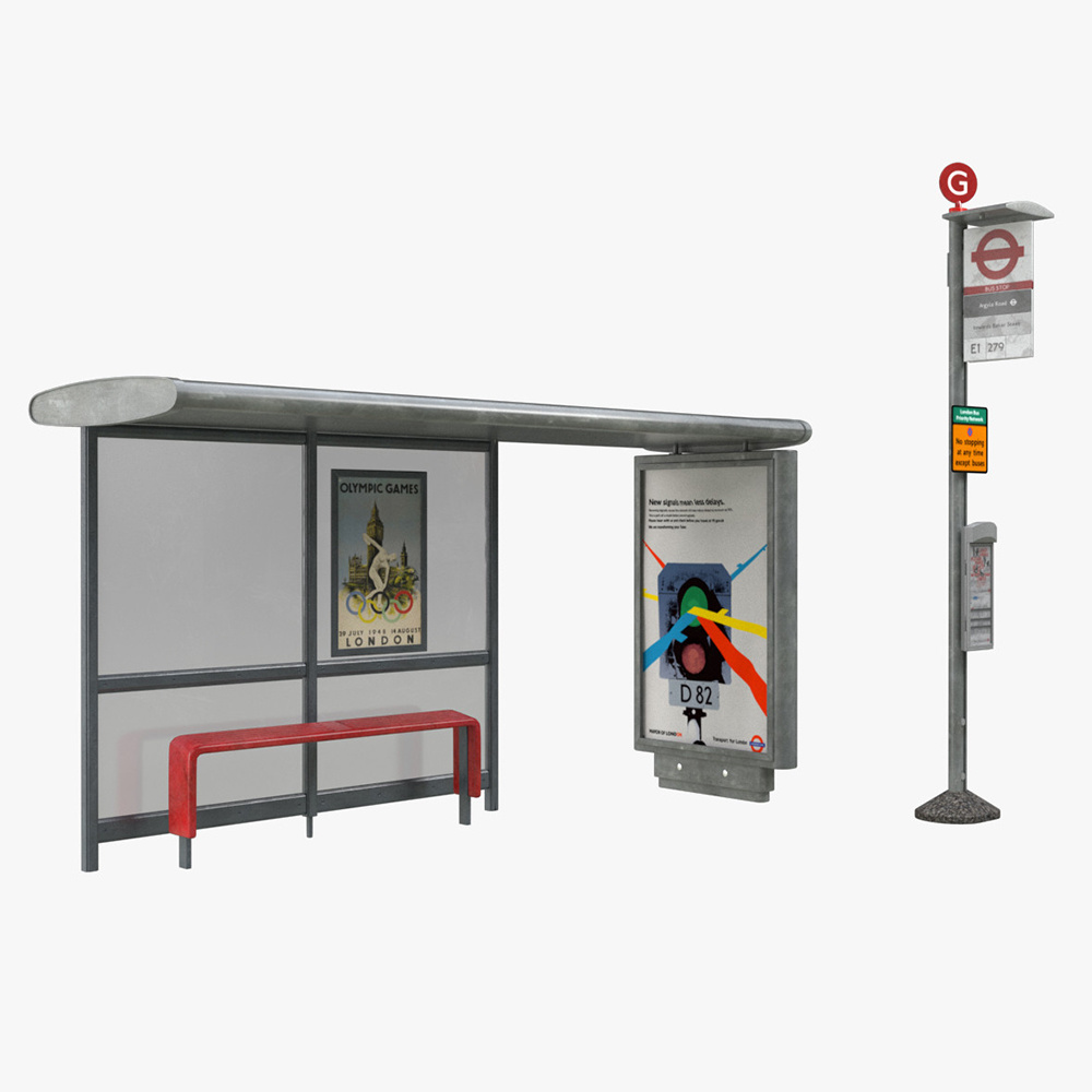 Outdoor Furniture Modern Bus Stop Smart Bus Shelter