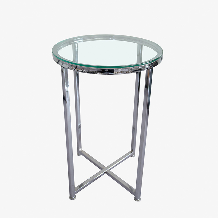 Metal Industrial Style Center Table Tempered Glass Coffee Table