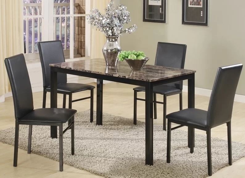 Wholesale 5 Piece Faux Marble Top Dining Set Marble Look Dining Set Chairs Table