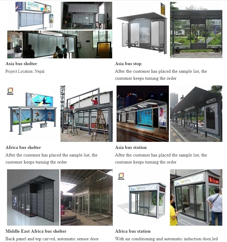 Outdoor Furniture Waterproof Modern Custom-Made Design Steel Structure Bus Stop Shelter for Sale
