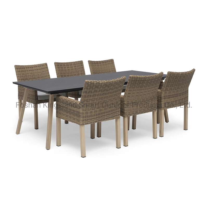 Aluminum Frame Garden Outdoor Extending Polywood & Textilene Chair Dining Set