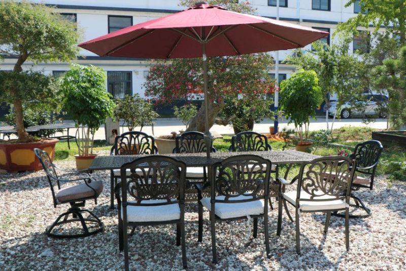 Outdoor Aluminum Garden Furniture Patio Dining Oval Table Dining Table Set