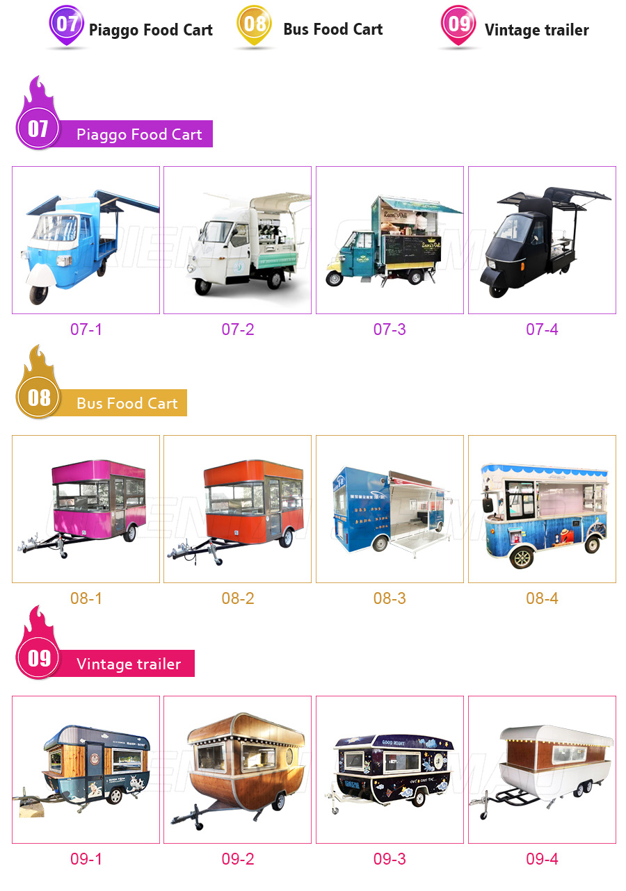 Custom Mobile Outdoor Street Hot Dog Ice Cream Dining Car Fast Food Carts for Sale Breakfast