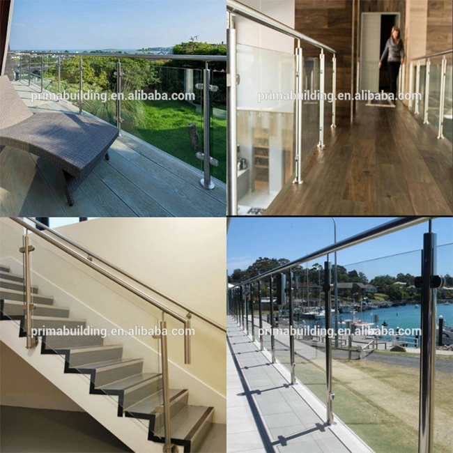 Exterior Stainless Steel Porch Railing Balustrade Fittings Outdoor Balcony Glass Railing