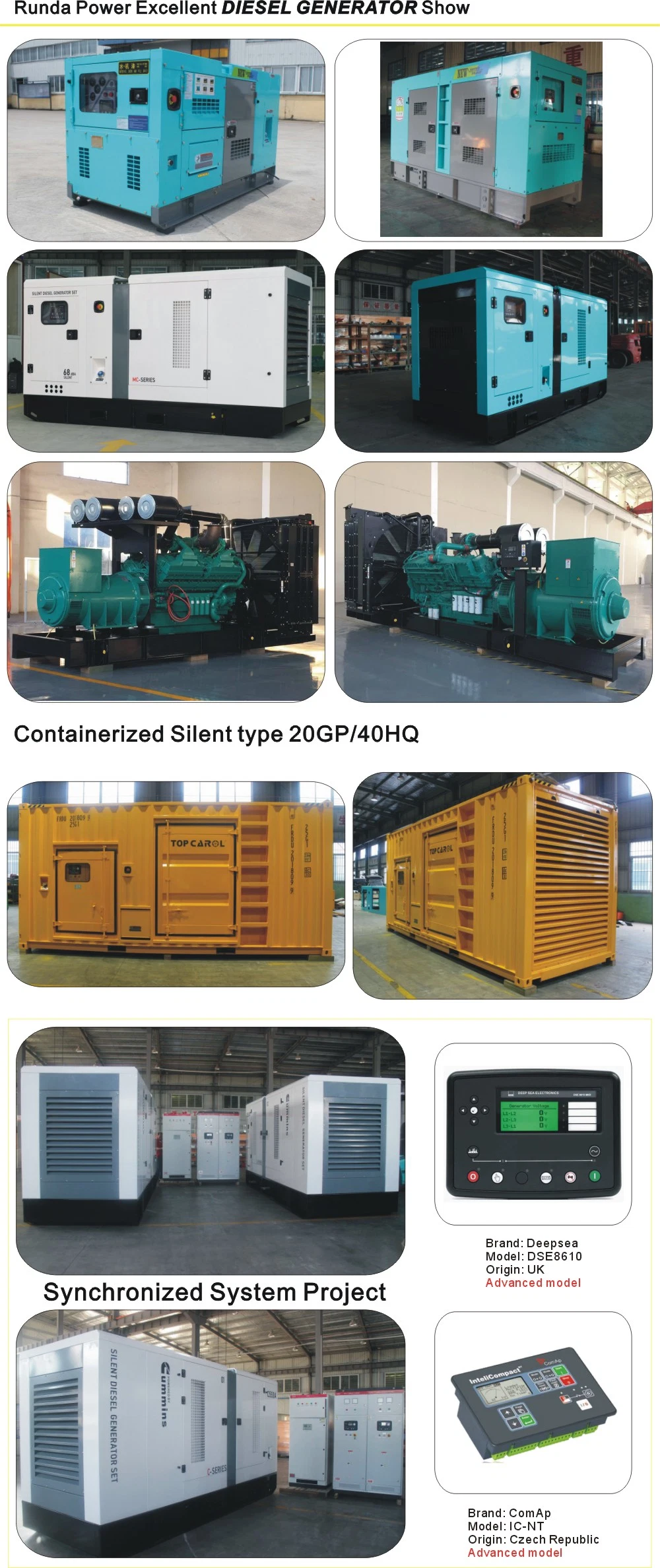 Big Horsepower Range 20kVA-3000 kVA Big Diesel Engine Gen Sets