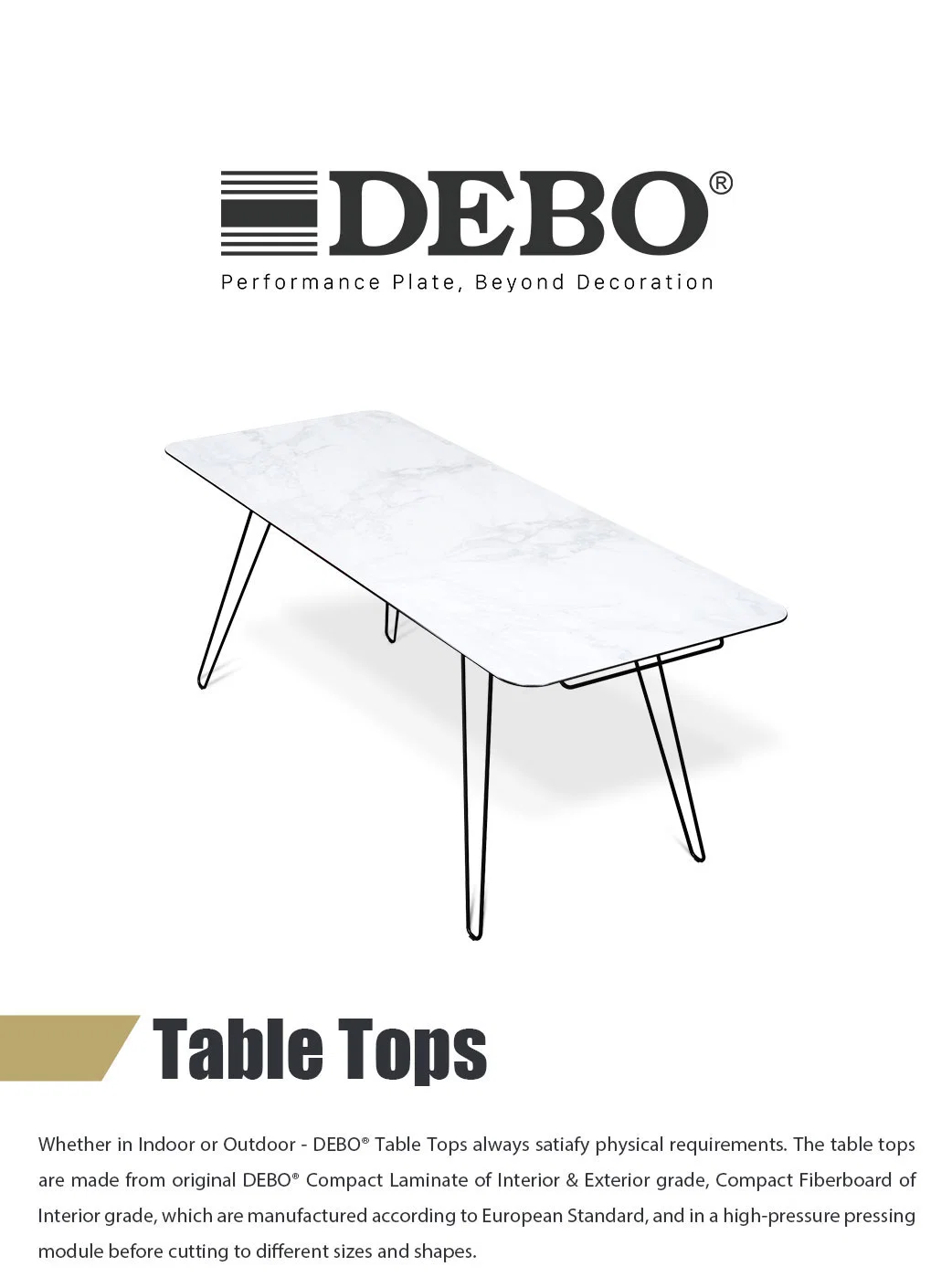 Debo Weather Resistance Compact Outdoor Table Tops for Park