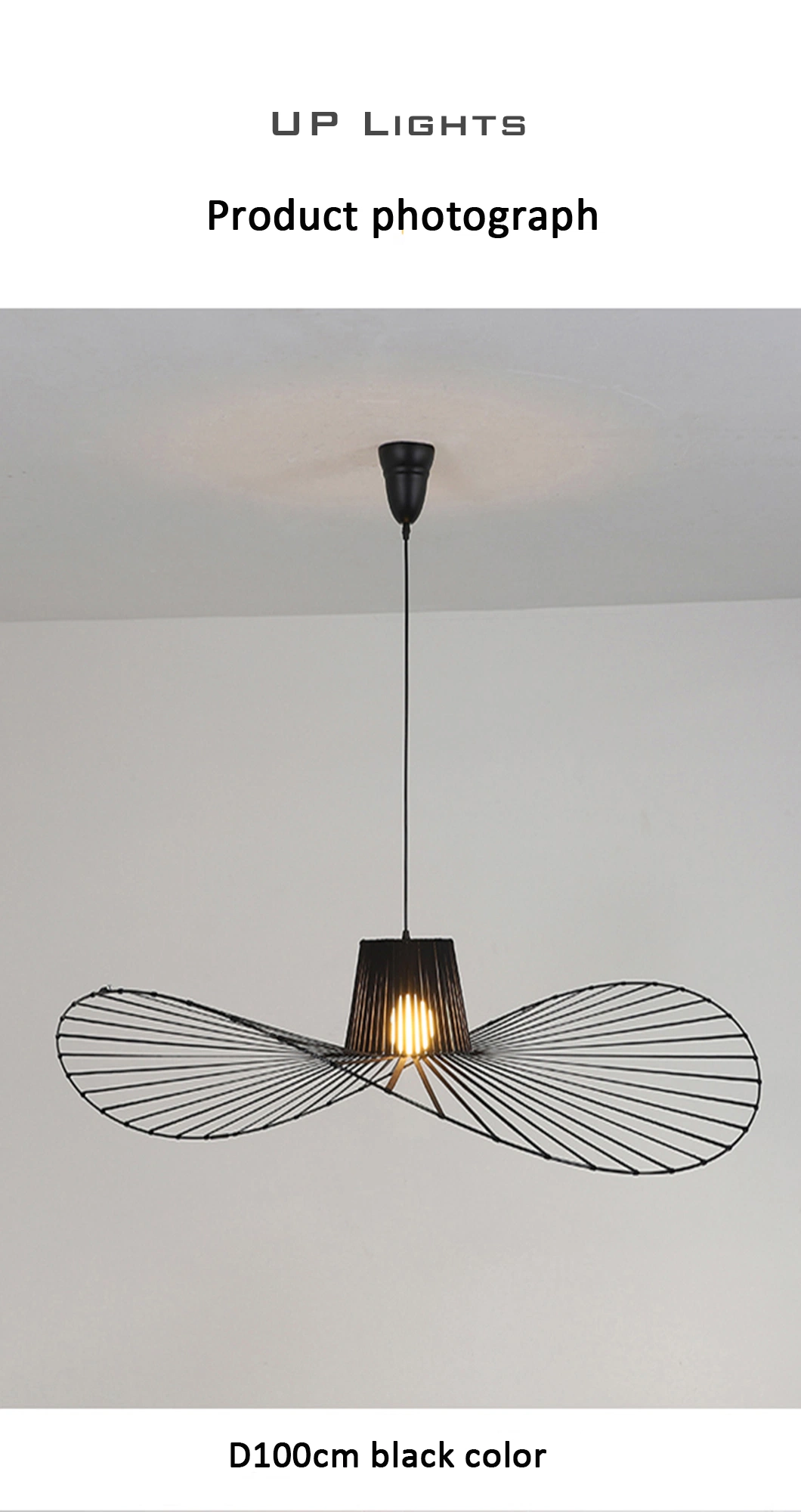 Modern Vintage Retro Dining Room Bedroom Decorative PVC Black Fabric Shade Black Pendant Lamp Chandelier Light
