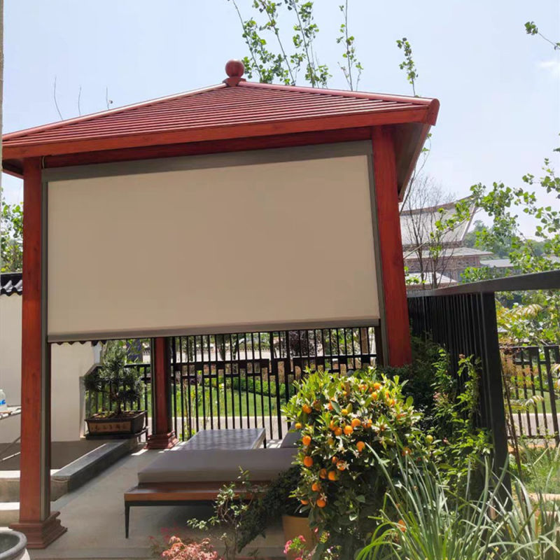 Motorized Commercial External Outdoor Windproof Patented Track-Guided Patio Roller Blinds