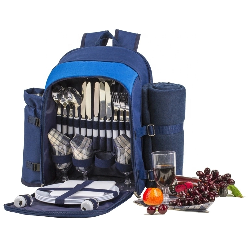 Outdoor Waterproof Blanket Eco Friendly Wine Insulated 4 Person Picnic Backpacks Picnic Bags Set Bag