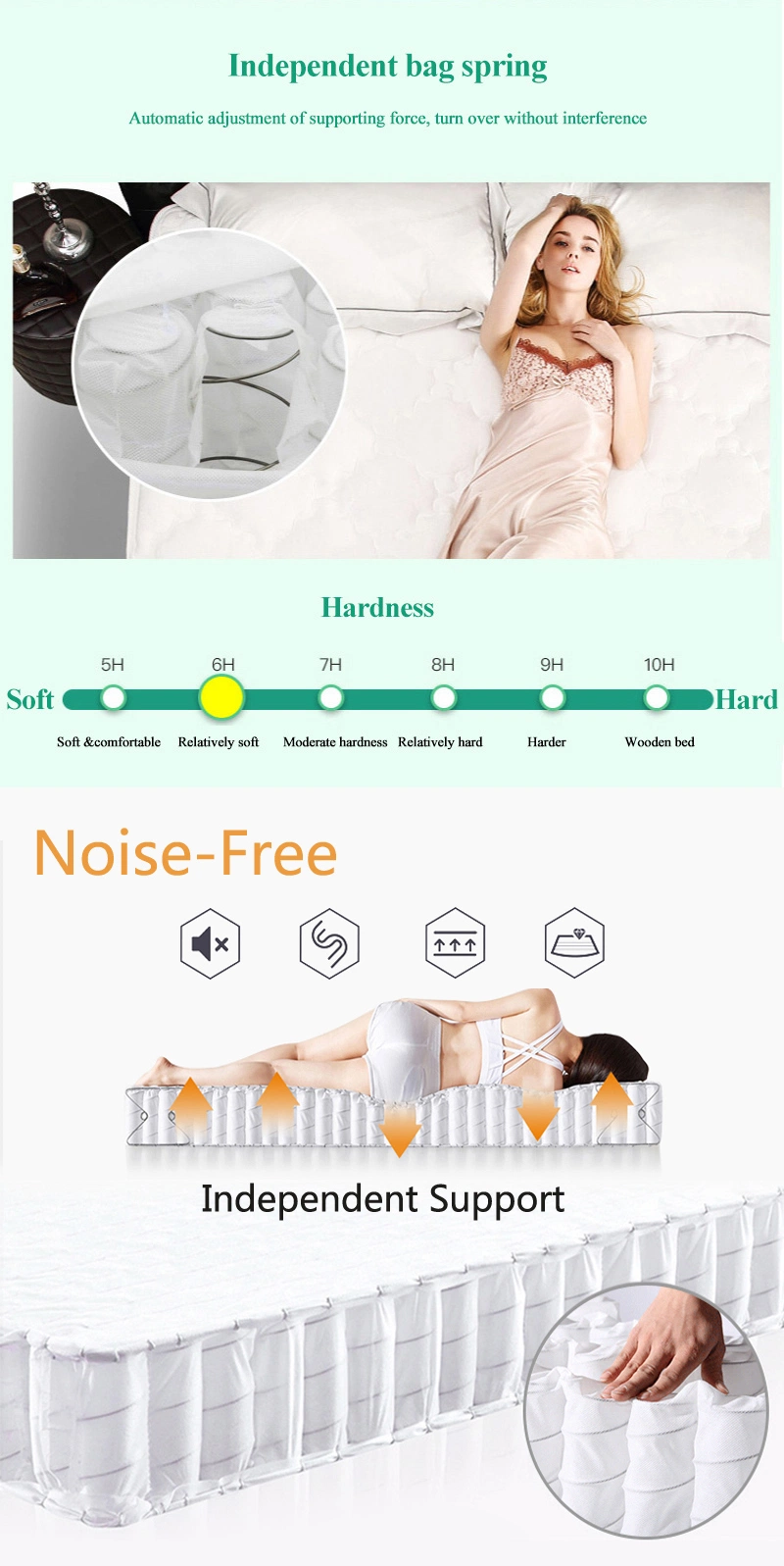 Made in China Fashion Style Bedroom Furniture Comfortable Bed Foam Mattress