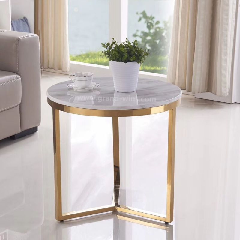 Round Marble Top Accent Lamp Tables Dining Side Coffee Table