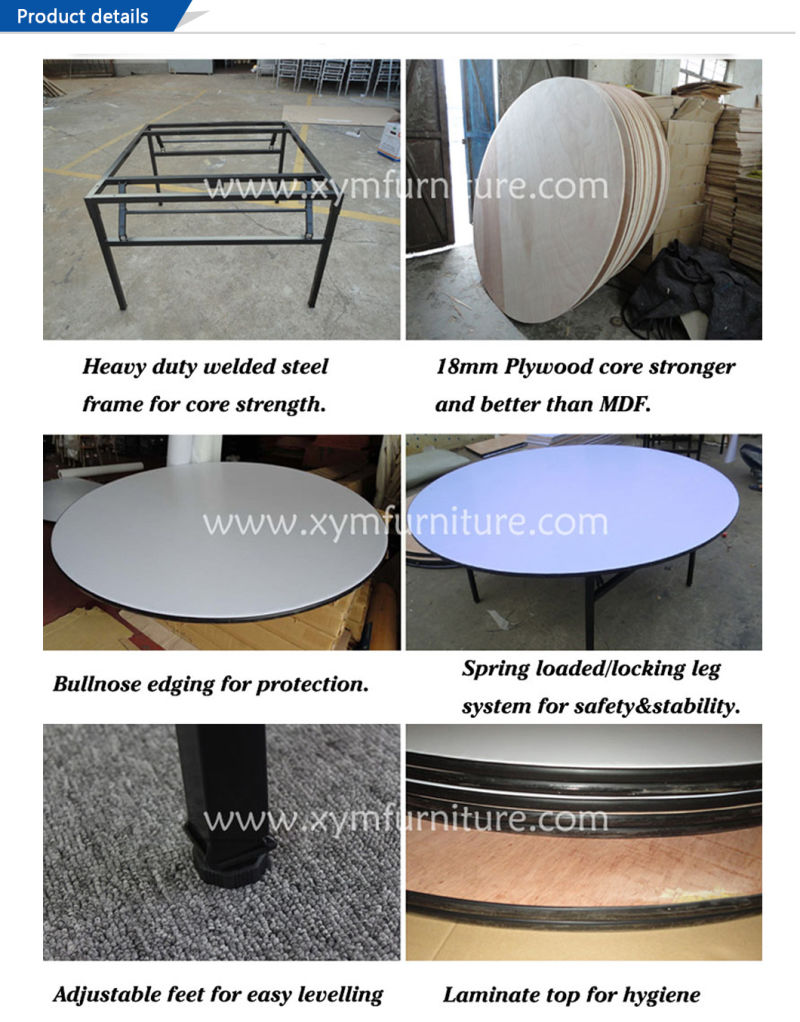 Chinese Iron Frame Round Folding Dining PVC Table for 8-12 Person