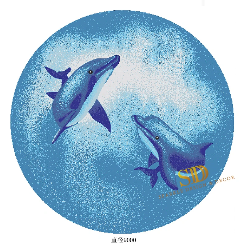 Round Shape Swimming Pool Decoration Beautiful Pool Tile Mosaic Dolphin for Outdoor Pool