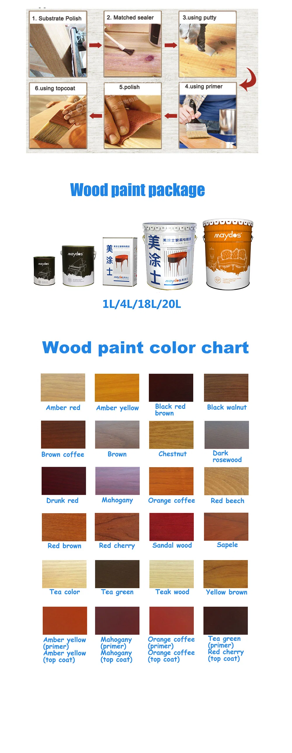 China Top Five Paint Supplier-Maydos Two Pack (2K) Polyurethene Anti-Yellowing Furniture Wood Paint (Varnish)