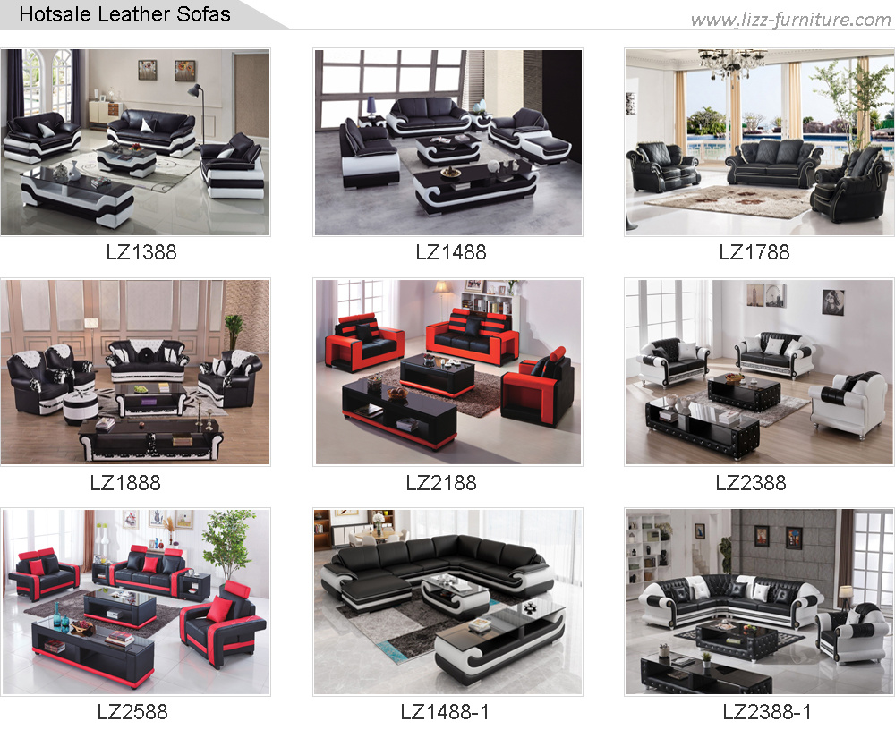 Italian Genuine Leather Modern Sectional Home Leisure Sofa Set