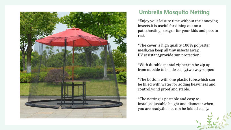 Patio Umbrella Cover Mosquito Netting Screen for Outdoor Table