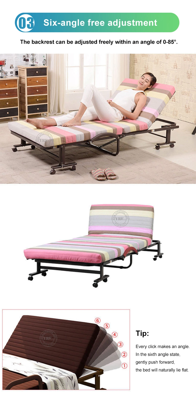 Wholesale Folding Bed Extra Steel Furniture Metal Frame on Wheels for Outdoor