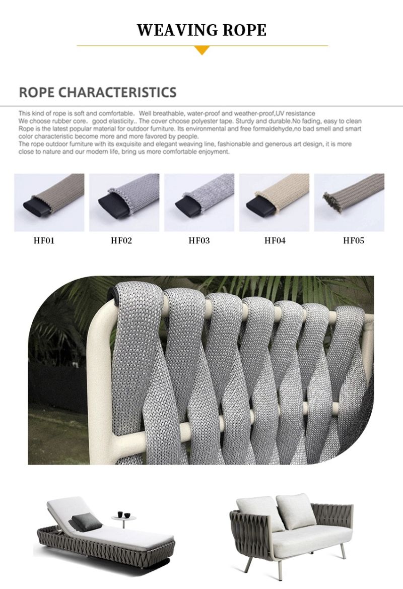 Luxury Garden Furniture Set Outdoor Aluminum Sun Cushions Chaise Lounge