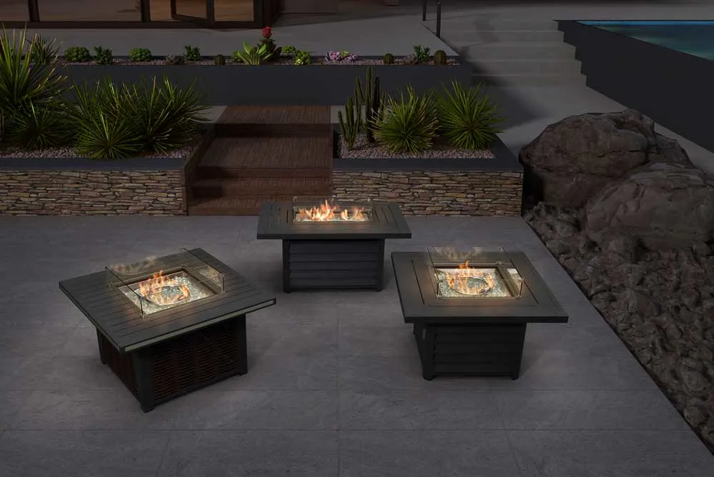 Rustic Outdoor Furniture Commercial Black Propane Fire Pit for Hotel