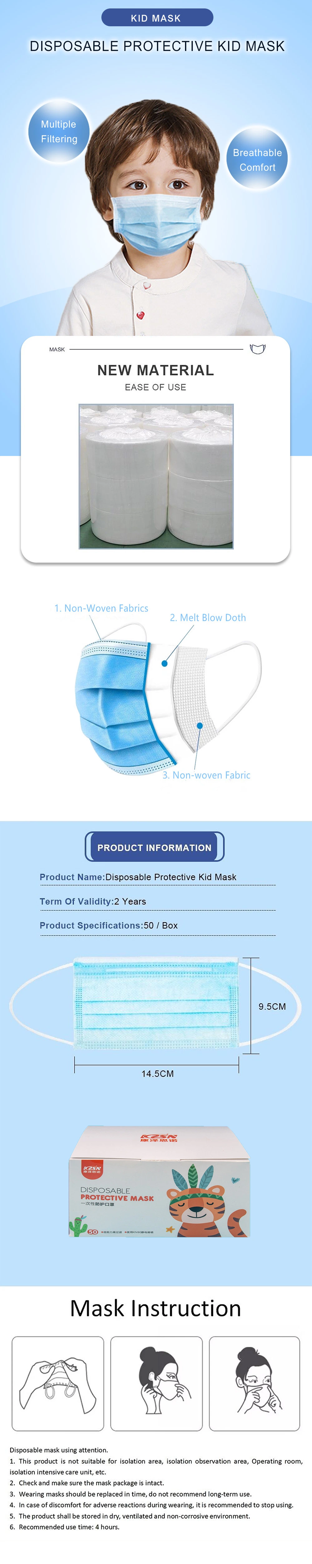 in Stock Outdoor Kids Protection Breathable Comfortable Outdoor Dust-Proof Disposable Child 3ply Face Mask