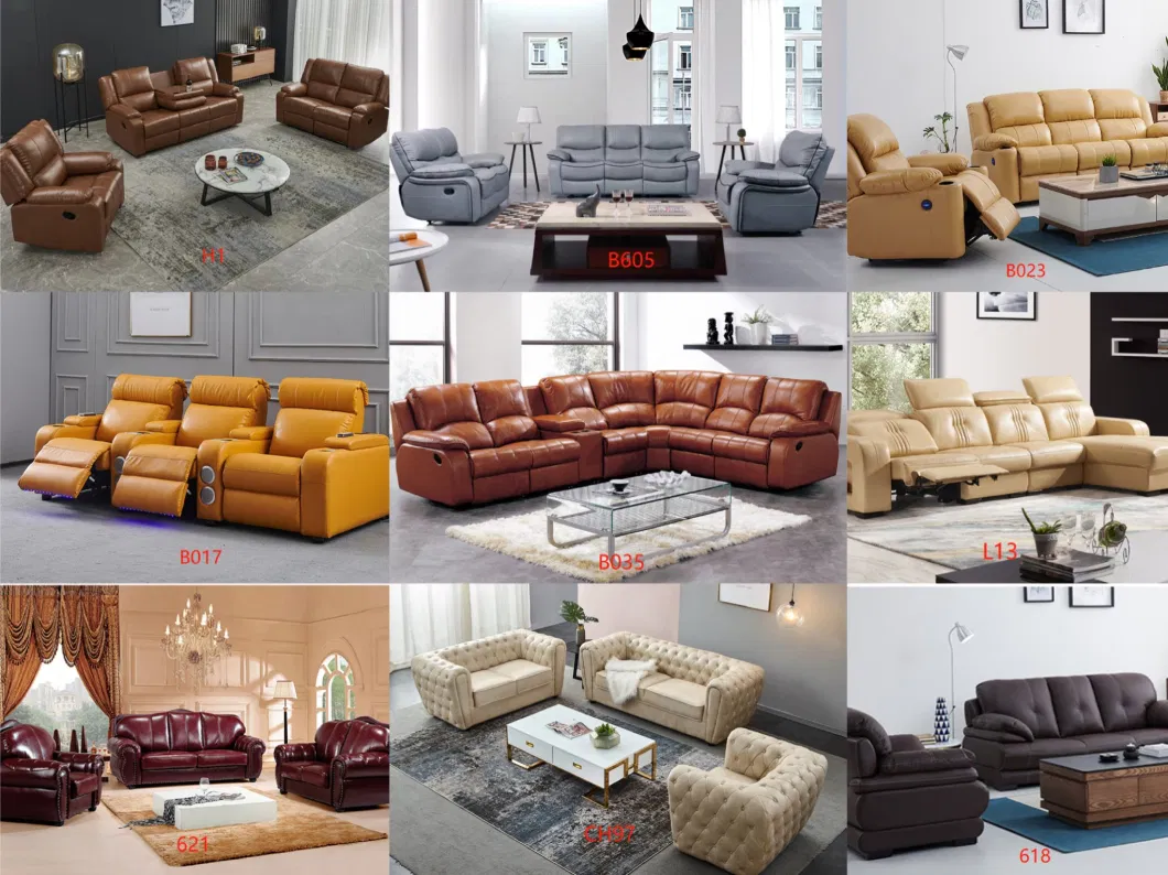 Wholesale Italian Modern Sectional Living Room Furniture Leather Pure Wood Frame Sofa